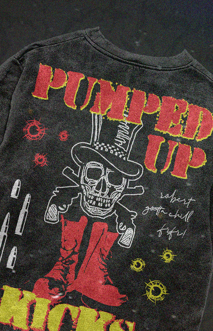 ACID WASH STREETWEAR T-SHIRT - PUMPED UP KICKS