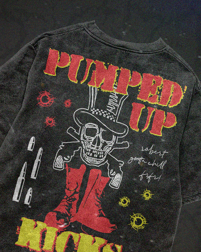 ACID WASH STREETWEAR T-SHIRT - PUMPED UP KICKS