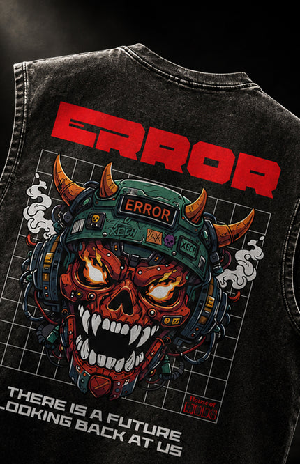 ACID WASH SLEEVELESS STREETWEAR T-SHIRT - ERROR