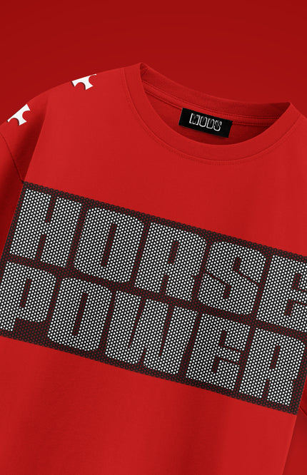 GRAPHIC PRINT STREETWEAR T-SHIRT - HORSE POWER RED