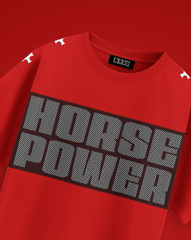 GRAPHIC PRINT STREETWEAR T-SHIRT - HORSE POWER RED