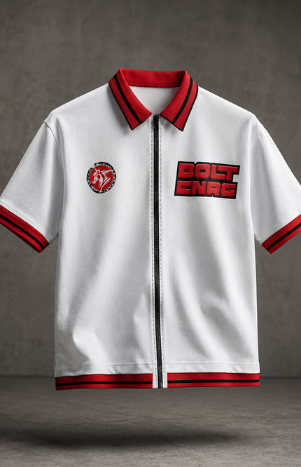 GRAPHIC PRINT STREETWEAR ZIPPER SHIRT - BOLT ENRG