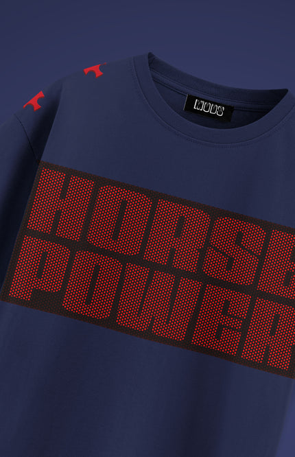 GRAPHIC PRINT STREETWEAR T-SHIRT - HORSE POWER BLUE