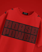 OVERSIZED GRAPHIC STREETWEAR T-SHIRT - HORSE POWER RED