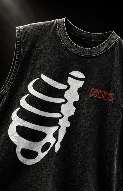 ACID WASH SLEEVELESS STREETWEAR T-SHIRT - BACK AT IT