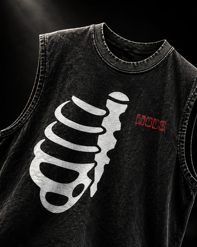 ACID WASH SLEEVELESS STREETWEAR T-SHIRT - BACK AT IT