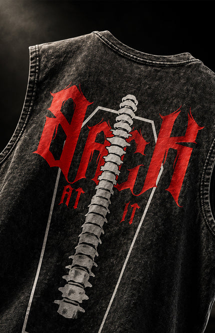 ACID WASH SLEEVELESS STREETWEAR T-SHIRT - BACK AT IT