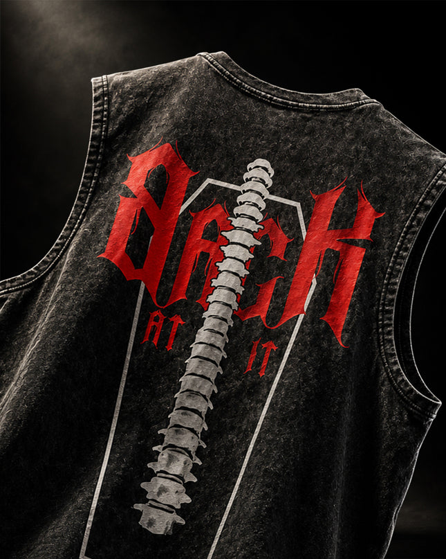 ACID WASH SLEEVELESS STREETWEAR T-SHIRT - BACK AT IT