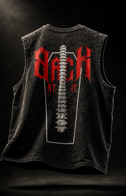 ACID WASH SLEEVELESS STREETWEAR T-SHIRT - BACK AT IT