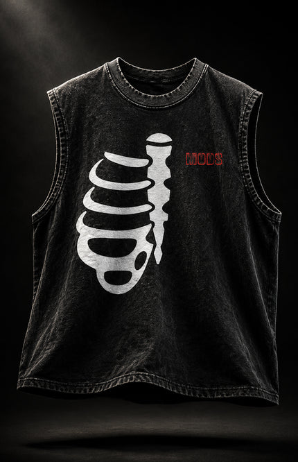 ACID WASH SLEEVELESS STREETWEAR T-SHIRT - BACK AT IT