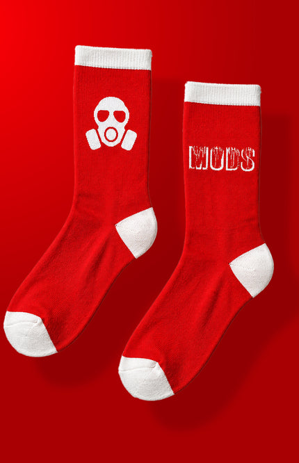 Red Biohazard Themed Socks