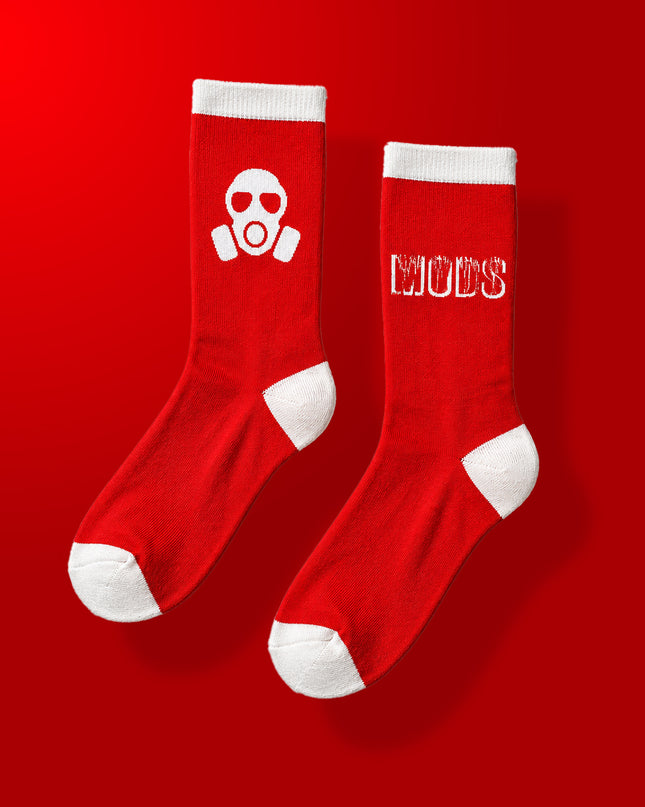 Red Biohazard Themed Socks