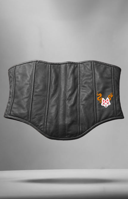 Black Leather Corset Crop Top
