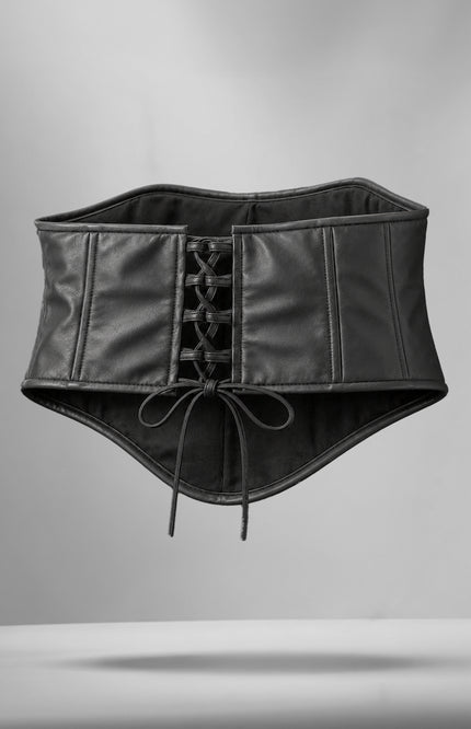 Black Leather Corset Crop Top