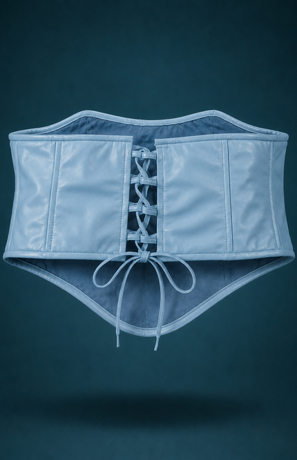 Blue Leather Corset Crop Top