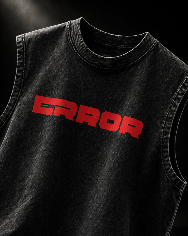 ACID WASH SLEEVELESS STREETWEAR T-SHIRT - ERROR