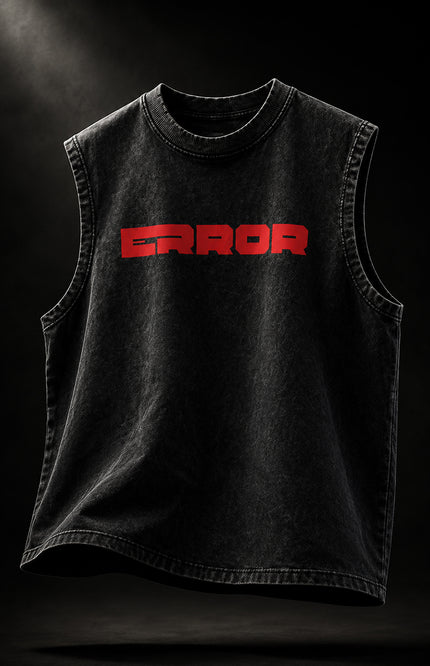ACID WASH SLEEVELESS STREETWEAR T-SHIRT - ERROR