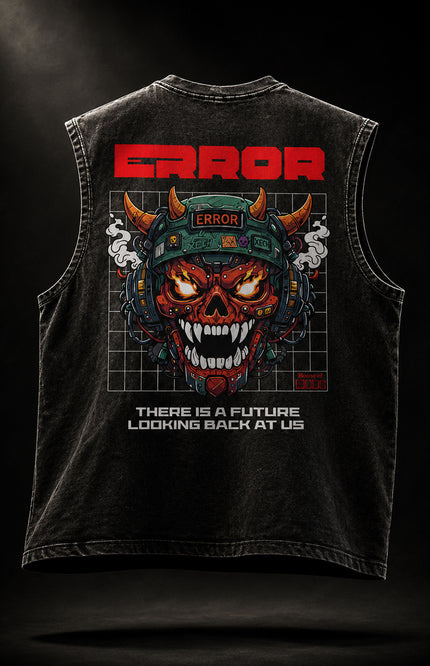 ACID WASH SLEEVELESS STREETWEAR T-SHIRT - ERROR