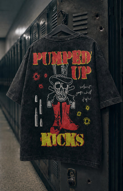 ACID WASH STREETWEAR T-SHIRT - PUMPED UP KICKS