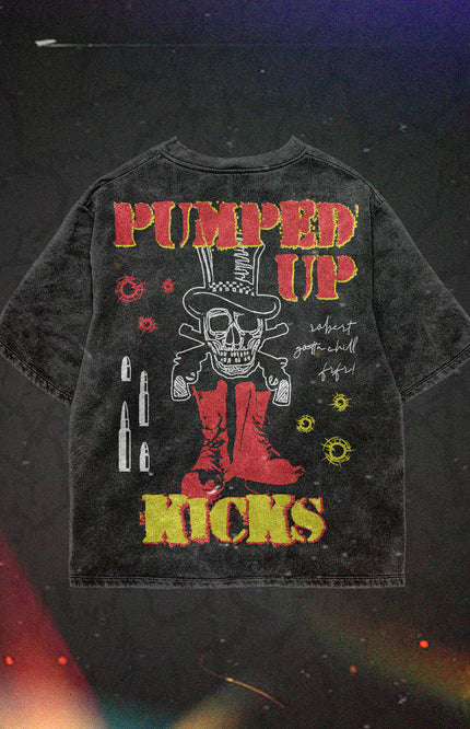ACID WASH STREETWEAR T-SHIRT - PUMPED UP KICKS