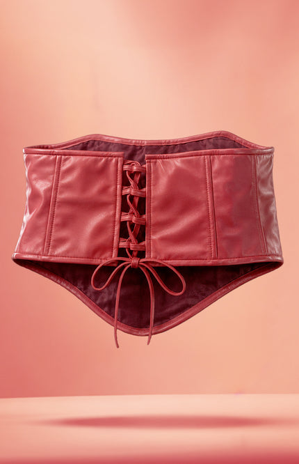 Red Leather Corset Crop Top