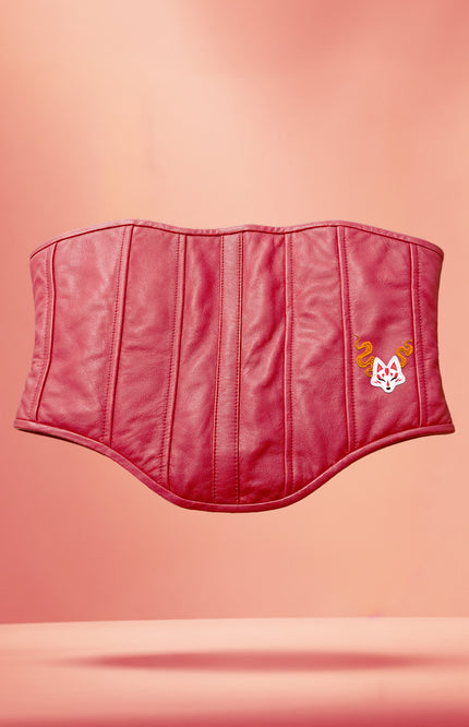 Red Leather Corset Crop Top