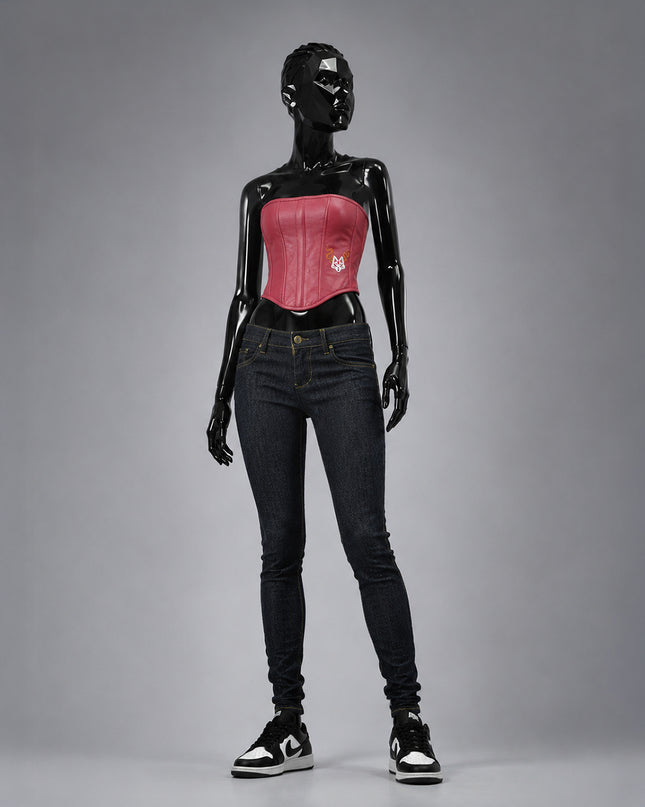 Red Leather Corset Crop Top