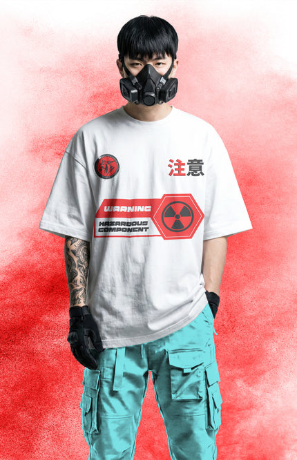 GRAPHIC PRINT STREETWEAR T-SHIRT - BIOHAZARD WHITE