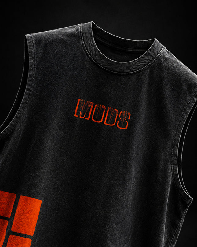 ACID WASH SLEEVELESS STREETWEAR T-SHIRT - BRICK BY BRICK