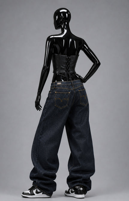 Black Leather Corset Crop Top