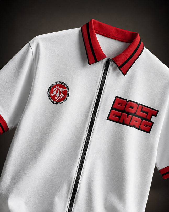 GRAPHIC PRINT STREETWEAR ZIPPER SHIRT - BOLT ENRG